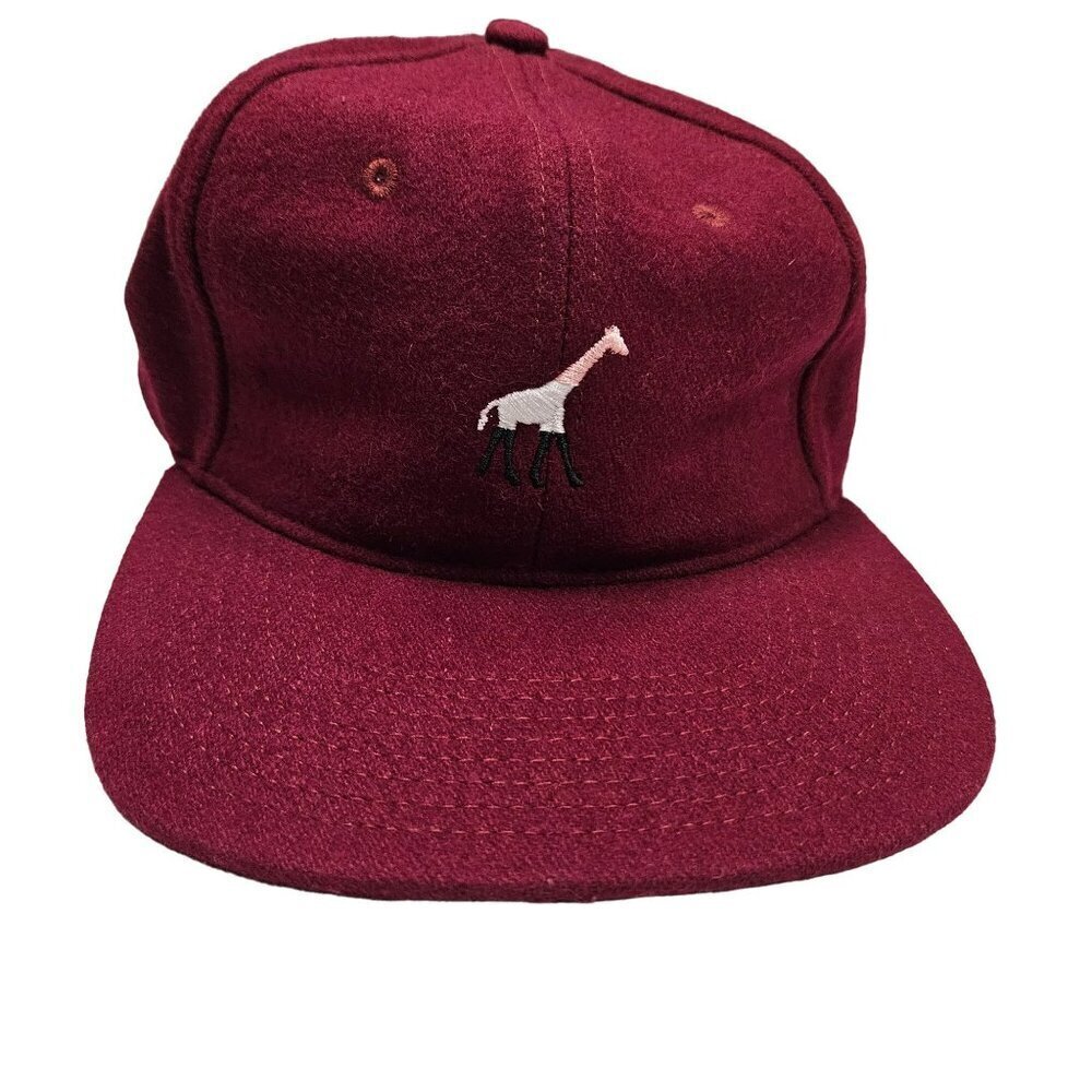 Lrg True Heads Maroon Wool Blend Giraffe Embroidered Adjustable Strapback Hat Os